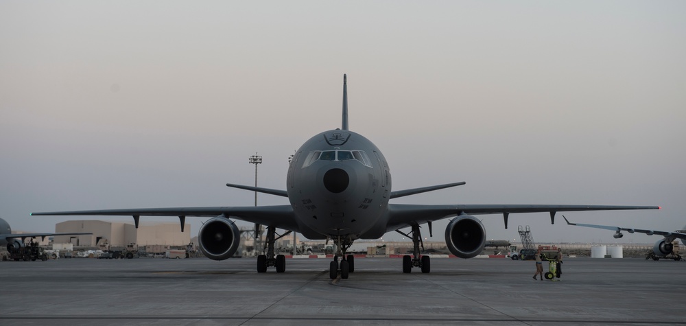 908th Expeditionary Air Refueling Squadron supports E-3 AWACS and A-10 Warthogs conducting airstrikes in Iraq and Syria