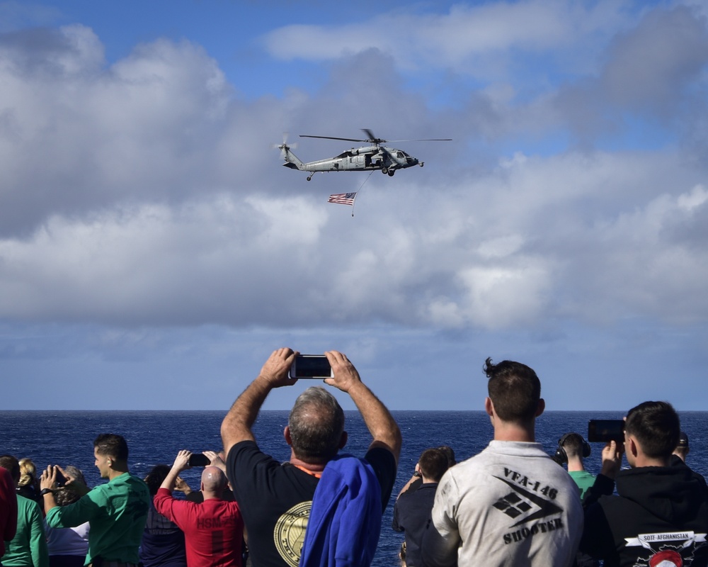 Nimitz Sailors, Marines and Families Observe flight demonstration