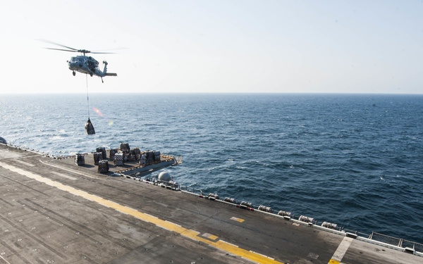 Vertical replenishment to the USS America