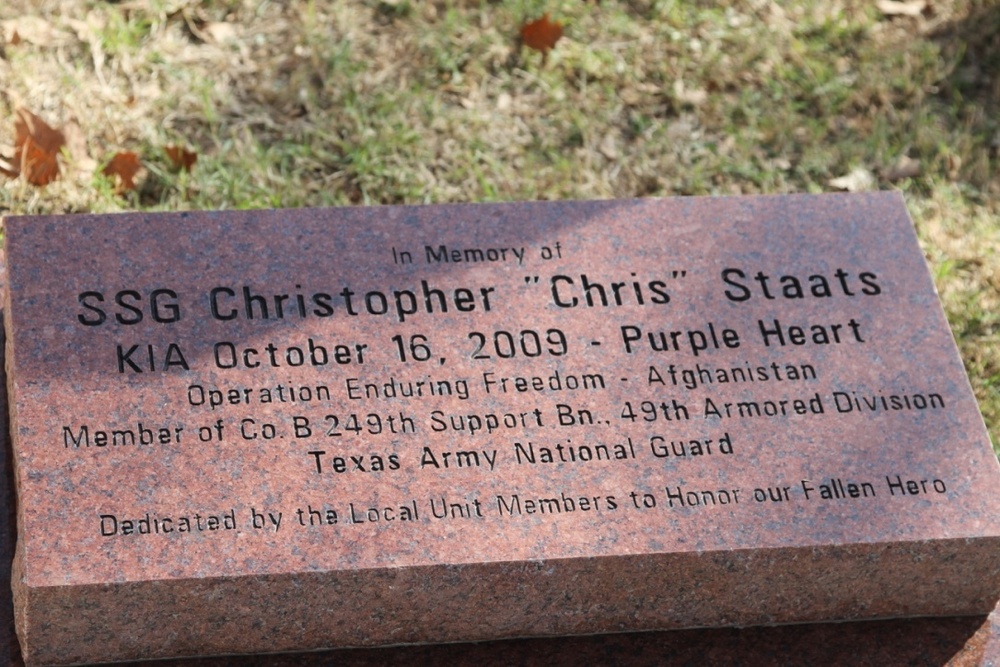 Memorial Plaque Dedication for Texas national Guardsman Killed in Afghanistan