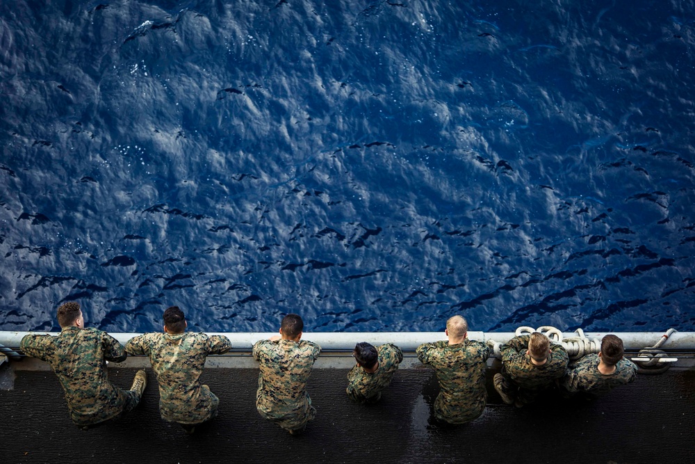 Fox Company Promotes Marines at Sea