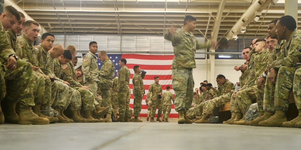 Army paratroopers gather at Green Ramp in Ft. Bragg, N.C. to participate in the 20th Annual Randy Oler Memorial Operation Toy Drop