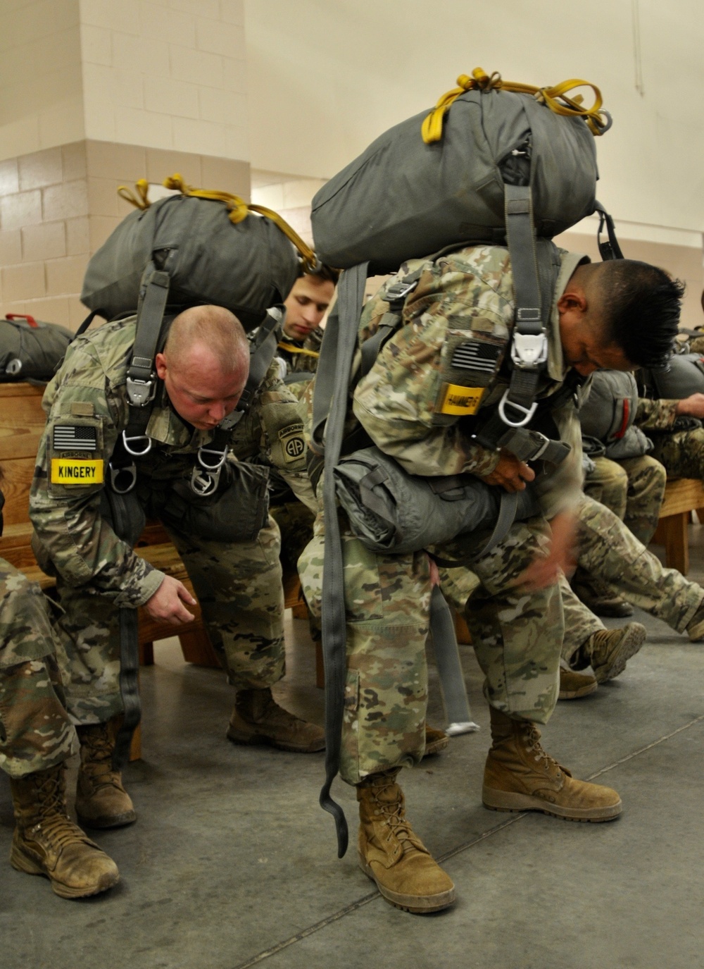 Army paratroopers gather at Green Ramp in Ft. Bragg, N.C. to participate in the 20th Annual Randy Oler Memorial Operation Toy Drop