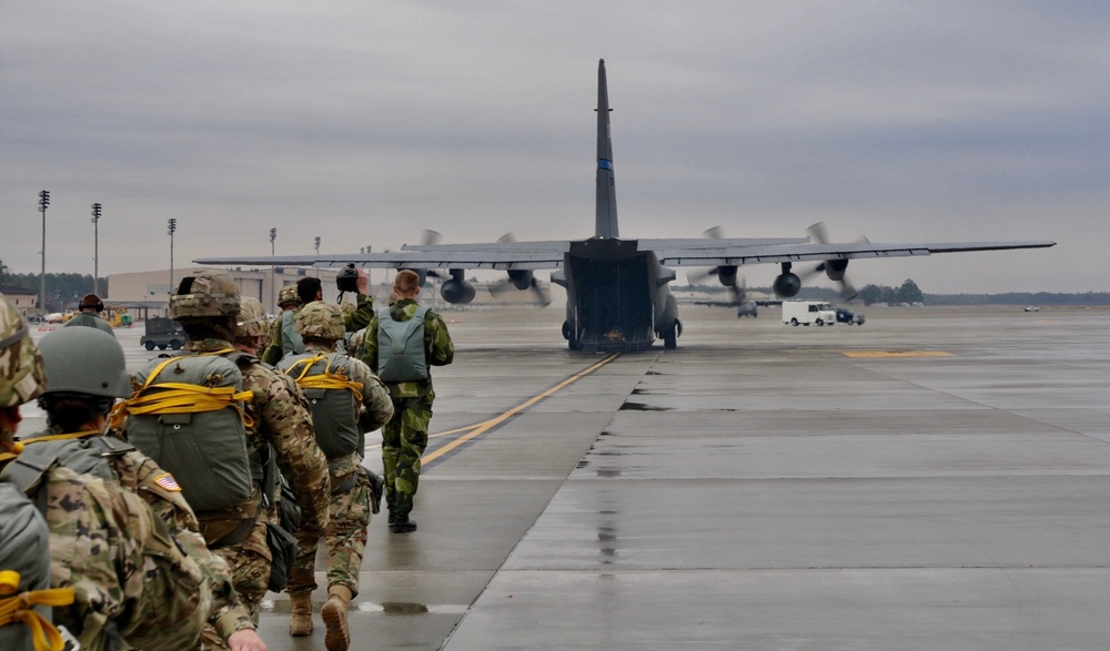 Army paratroopers gather at Green Ramp in Ft. Bragg, N.C. to participate in the 20th Annual Randy Oler Memorial Operation Toy Drop