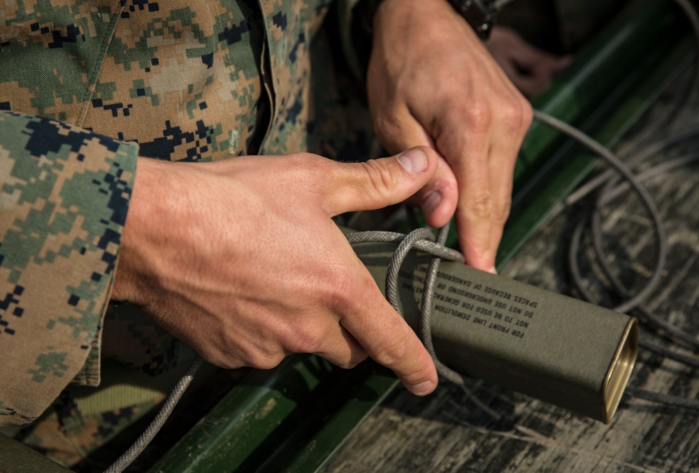 2nd Battalion, 8th Marines Assaultmen conduct a live demolitions range