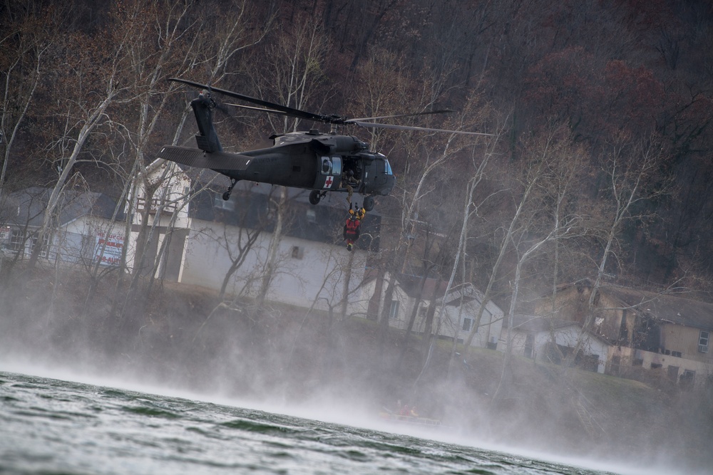 West Virginia Swift Water Rescue Team conducts life-saving skills training on Kanawha River