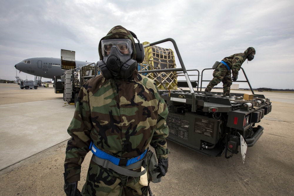 88th Aerial Porters practice loading cargo