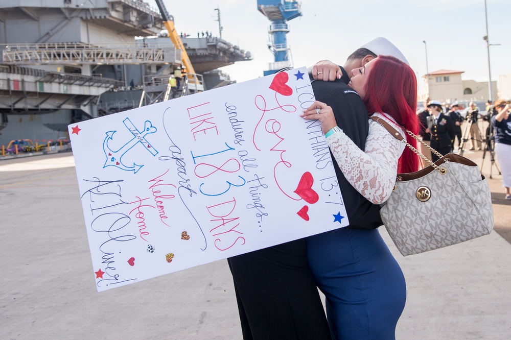 USS Nimitz pulls into port in San Diego