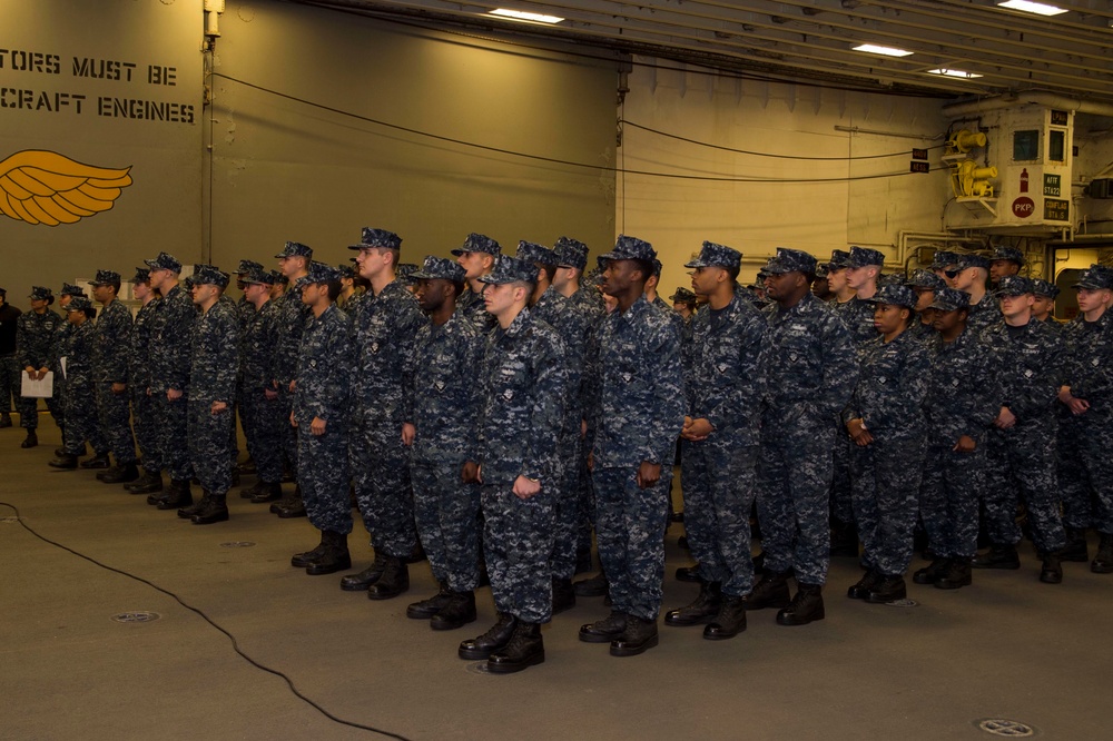 USS Bonhomme Richard (LHD 6) Frocks Newly Advanced Petty Officers