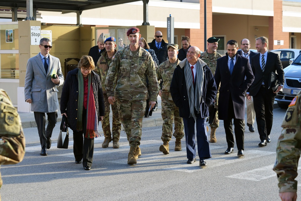 Ambassador Lewis M. Eisenberg, American Ambassador to Italy, visits at Caserma Del Din, Vicenza, Italy