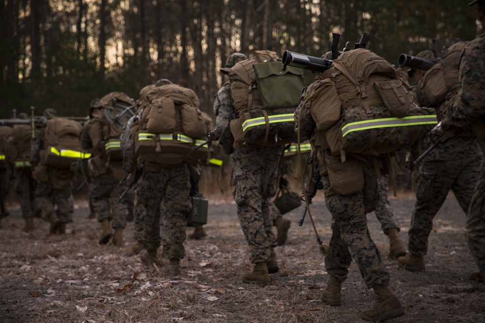 Golf Company, 2nd Battalion, 8th Marine Regiment conducts twenty kilometer hike