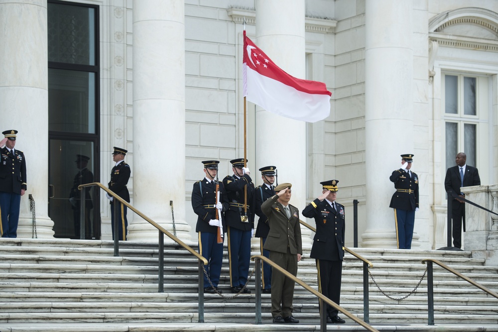 Singapore Chief of Defence Lt. Gen. Perry Lim Participates in an Armed Forces Full Honors Wreath-Laying at the Tomb of the Unknown Soldier