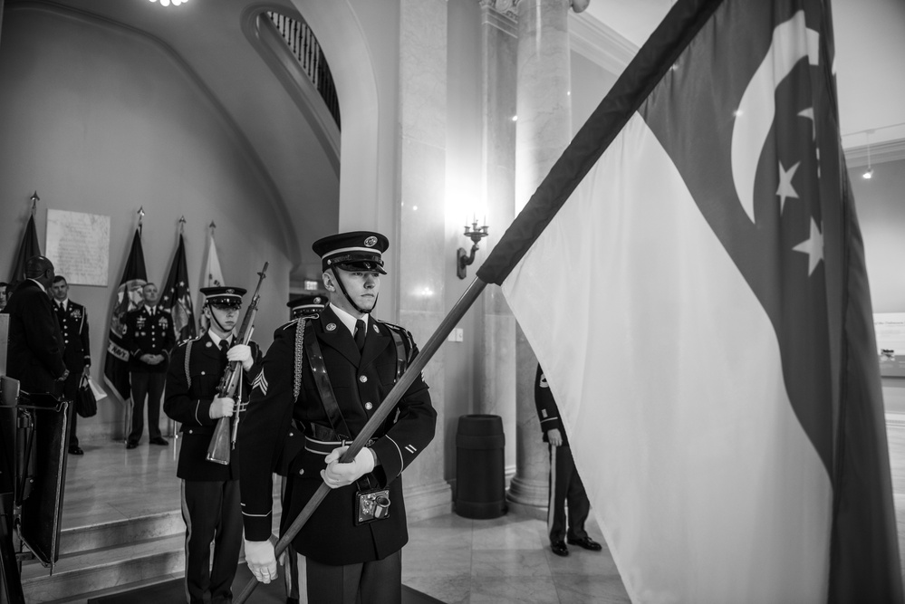 Singapore Chief of Defence Lt. Gen. Perry Lim Participates in an Armed Forces Full Honors Wreath-Laying at the Tomb of the Unknown Soldier