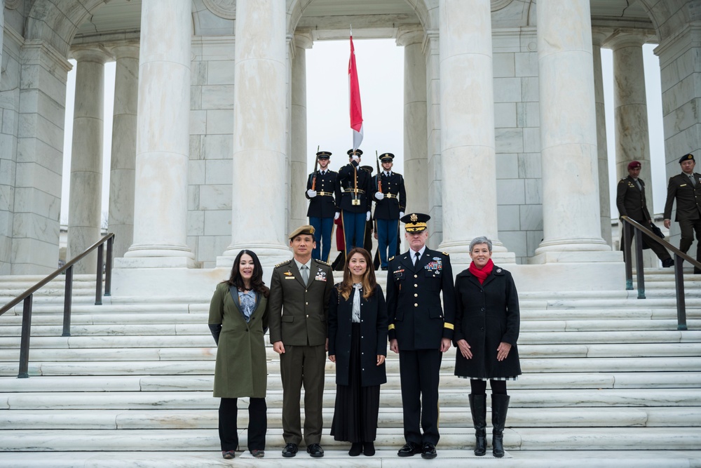 Singapore Chief of Defence Lt. Gen. Perry Lim Participates in an Armed Forces Full Honors Wreath-Laying at the Tomb of the Unknown Soldier