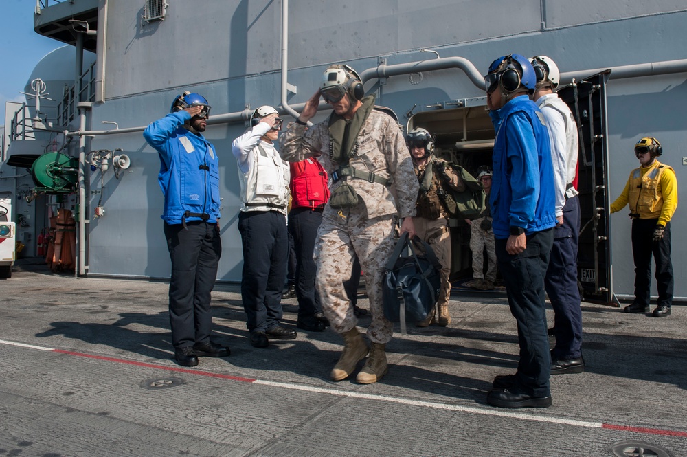 Task Force 51/5 Commander departs USS America