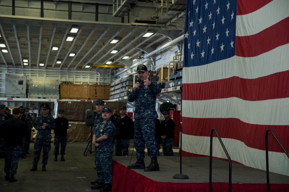 USS Bonhomme Richard (LHD 6) Frocks Newly Advanced Petty Officers