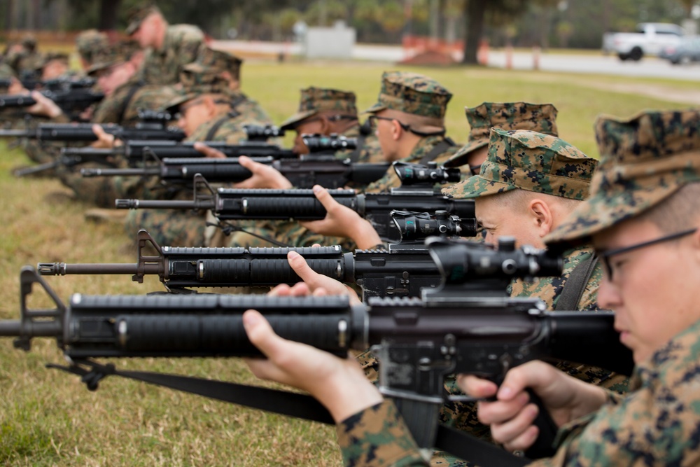 Marine recruits learn marksmanship fundamentals on Parris Island