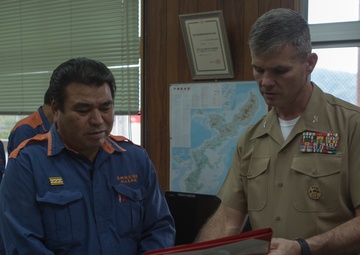 Certificate of Appreciation awarded to Kunigami District Administrative Association Fire Department, Higashi Substation for support to III MEF