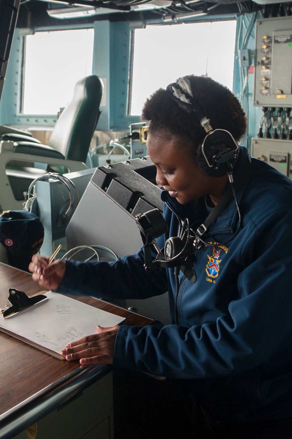 USS America Sailor stands bridge watch