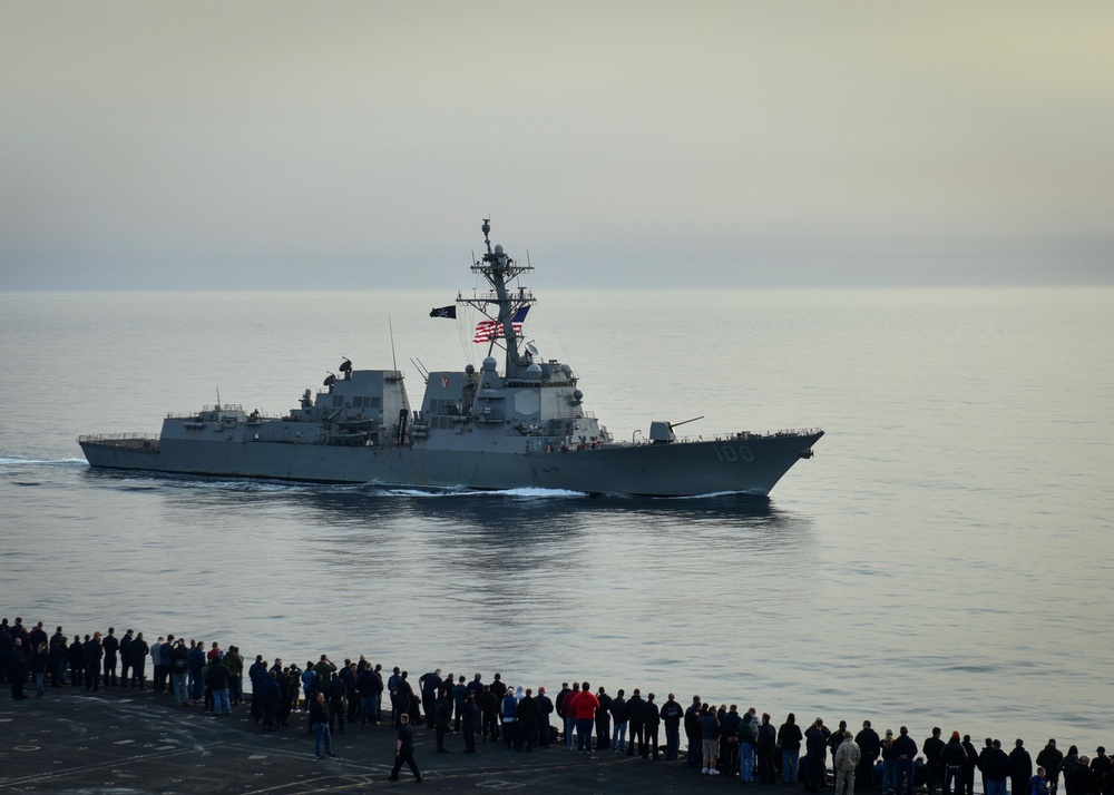 USS Kidd Fires CIWS During Nimitz Tiger Cruise