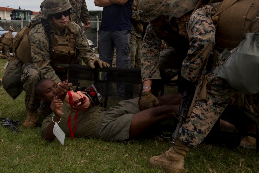 CLB-31 Marines participate in a simulated mass casualty exercise