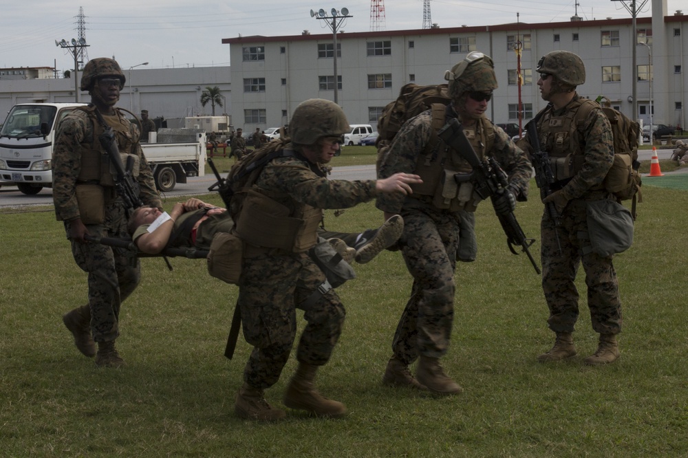 CLB-31 Marines participate in a simulated mass casualty exercise