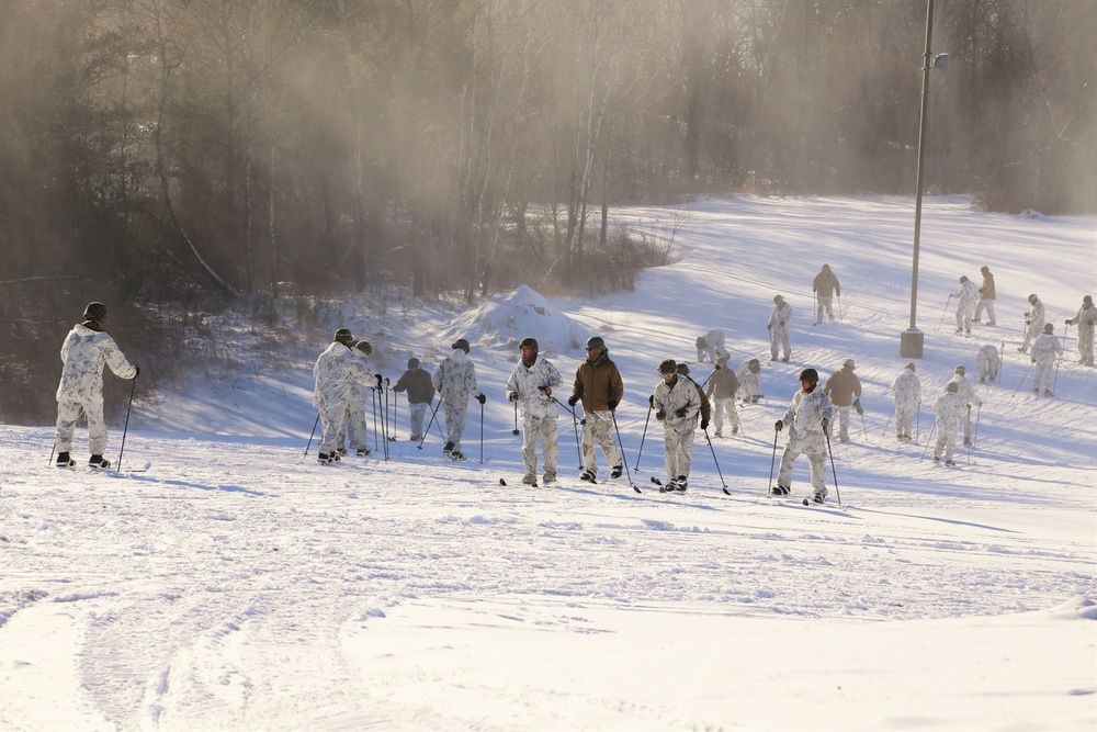 Cold Weather Operations Course students practice skiing at Fort McCoy