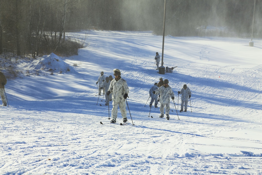 Cold Weather Operations Course students practice skiing at Fort McCoy