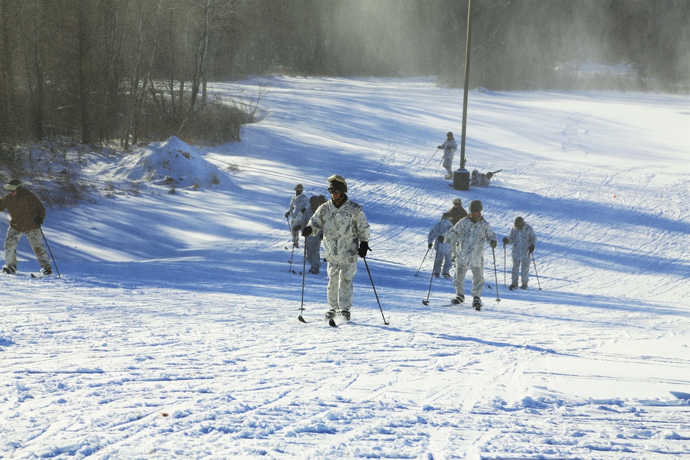 Cold Weather Operations Course students practice skiing at Fort McCoy