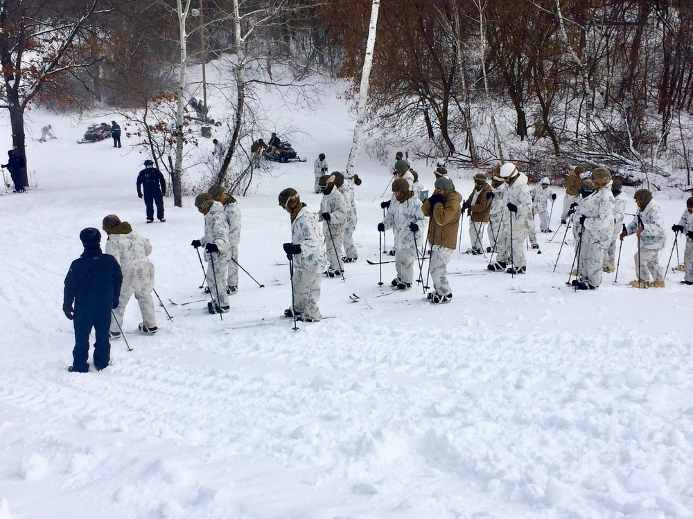 Cold-Weather Operations Course students practice skiing at Fort McCoy