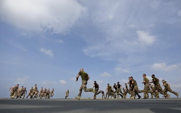 TF 51/5 Sailors and Marines with Tonnerre’s crew PT