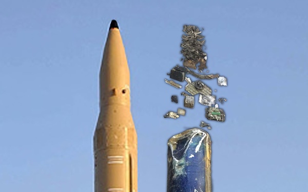 Comparison of Qiam Missile Intact Verses Covered Debris
