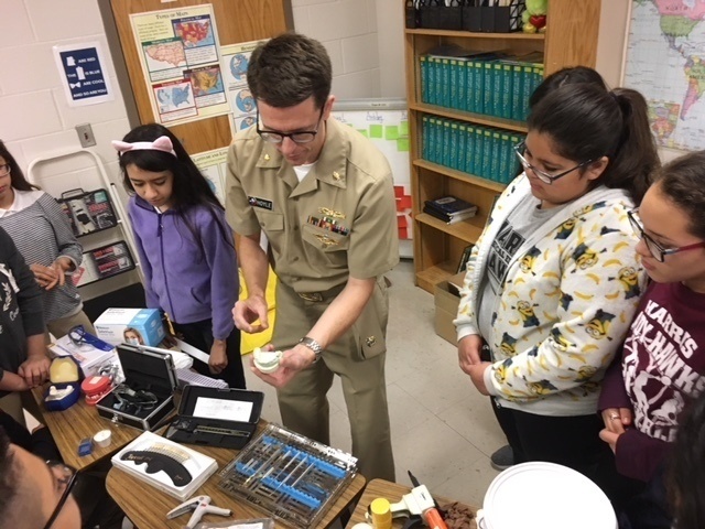 NAMRU-SA Research Dentist Inspires Interest in STEM at Middle School Career Day