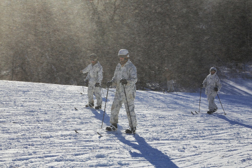 Cold-Weather Operations Course students practice skiing at Fort McCoy