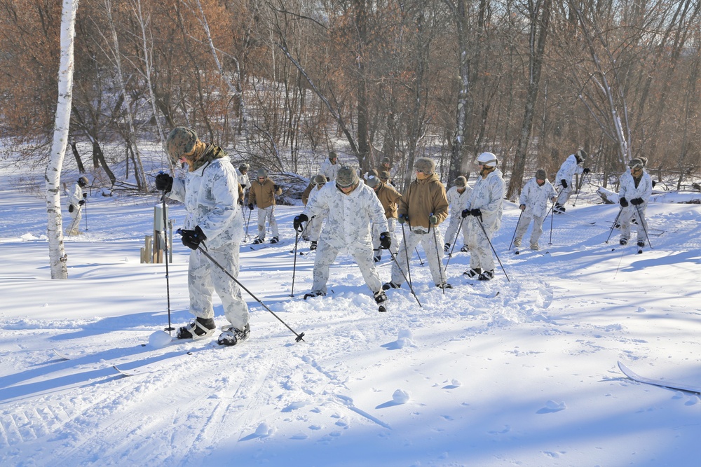 Cold-Weather Operations Course students practice skiing at Fort McCoy