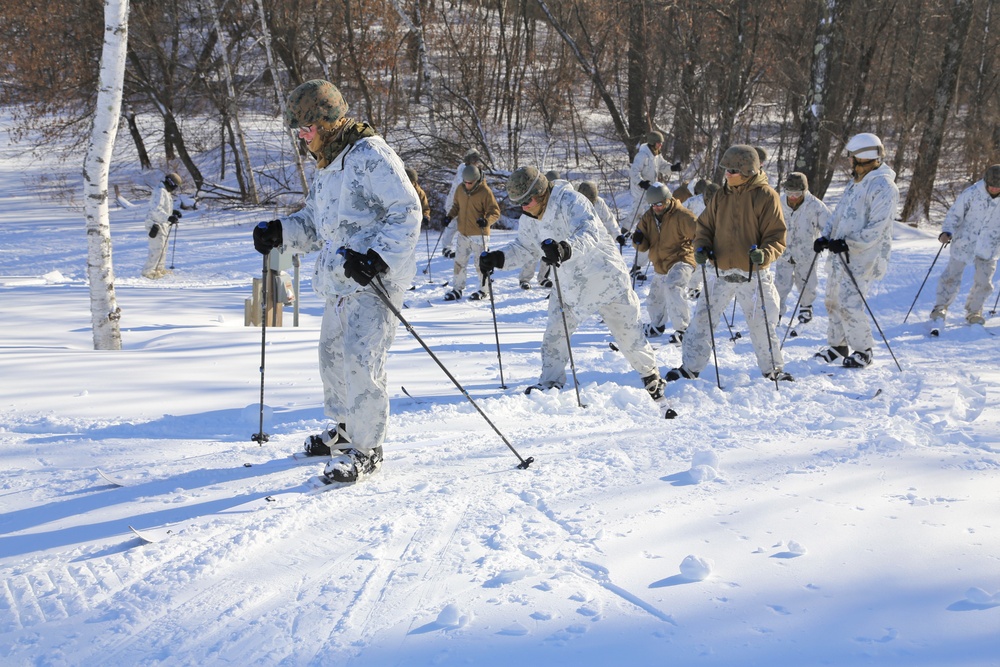 Cold-Weather Operations Course students practice skiing at Fort McCoy