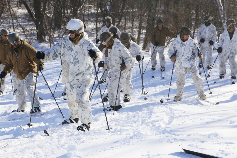 Cold-Weather Operations Course students practice skiing at Fort McCoy