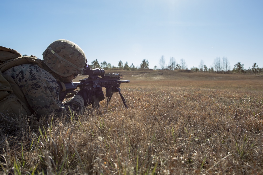 Charging forward: 1/2 assaults the objective, completes live-fire range