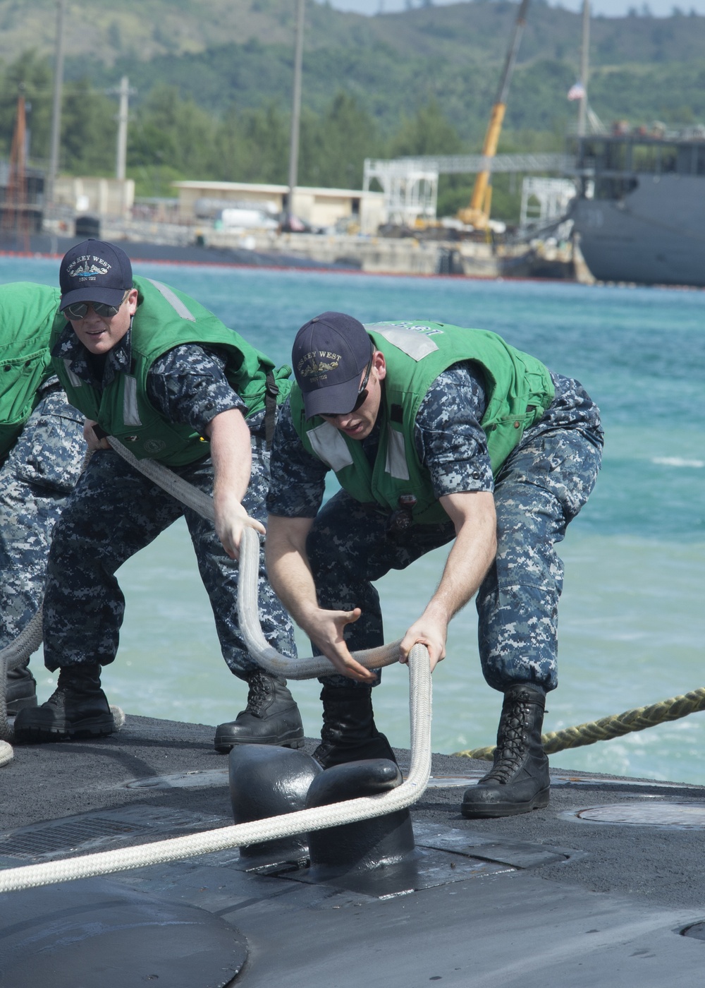 Line Handling during USS Key West Return to Guam Dec. 15