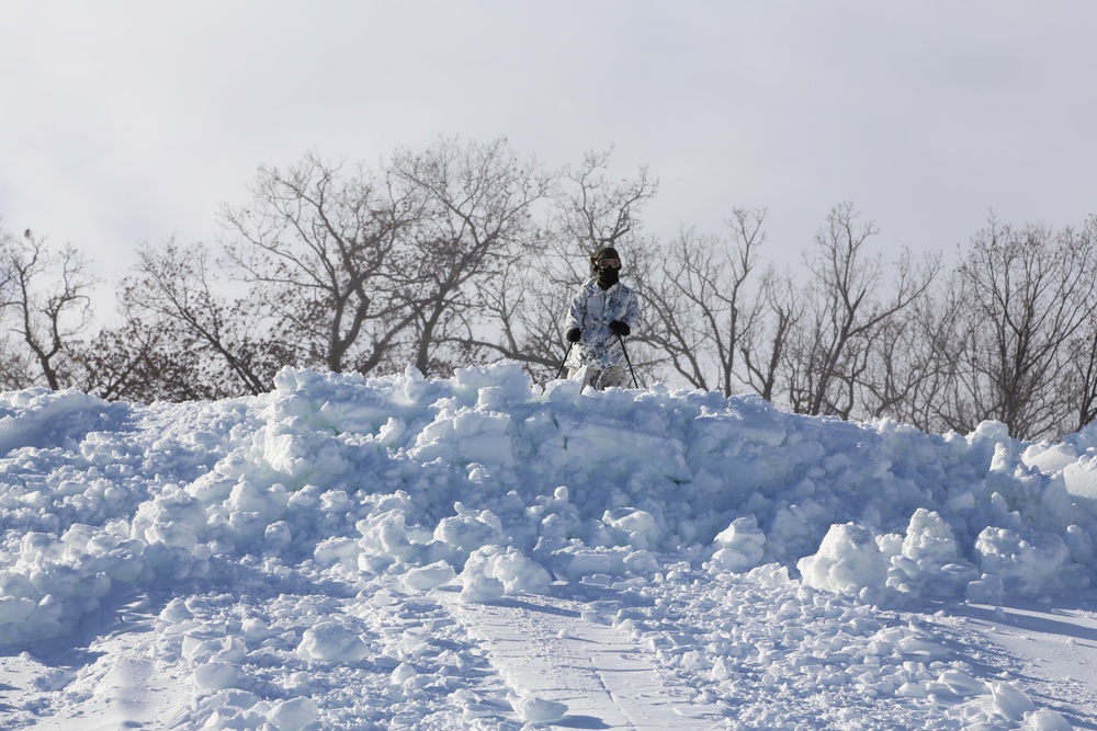 Cold-Weather Operations Course 18-01 students conduct skiing training at Fort McCoy