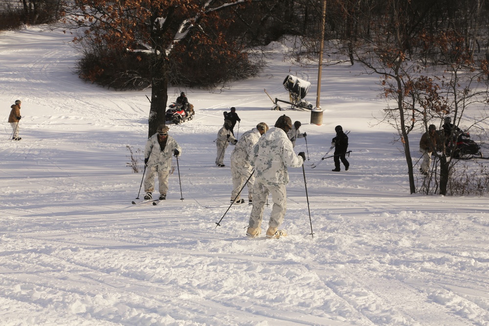 Cold-Weather Operations Course 18-01 students conduct skiing training at Fort McCoy