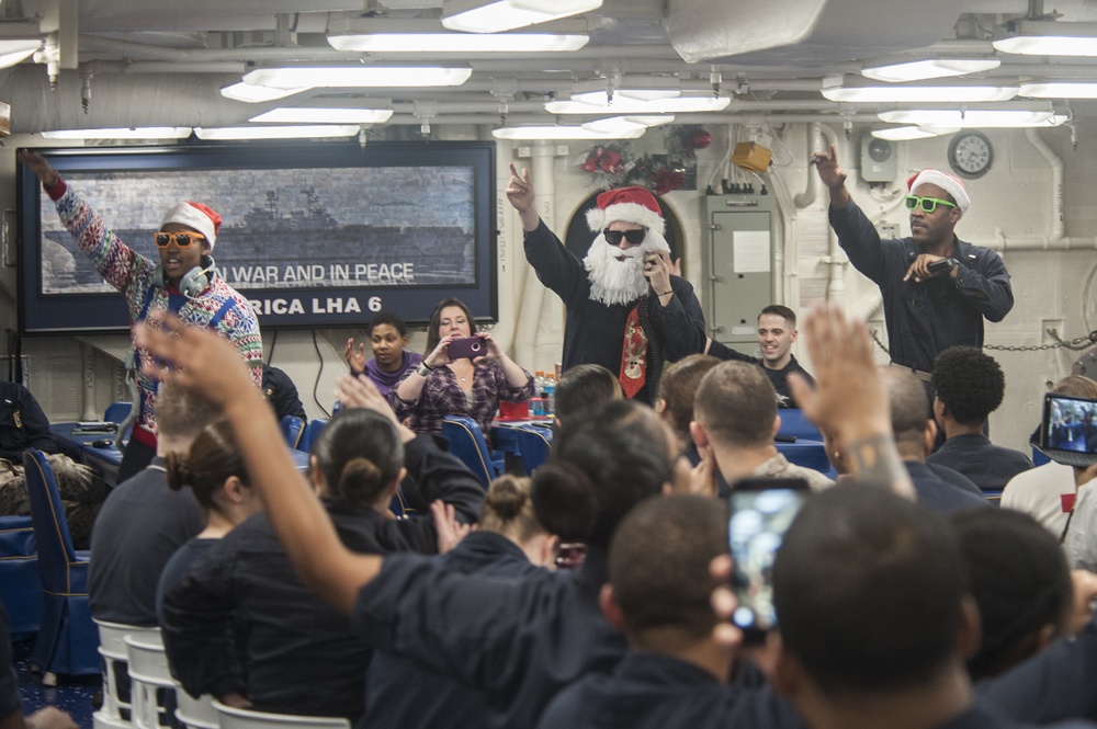 USS AMerica Sailors participate in lip sync battle