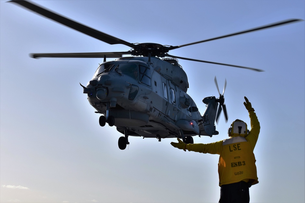 USS Puller conducts flight deck operations with Tonnerre’s helos