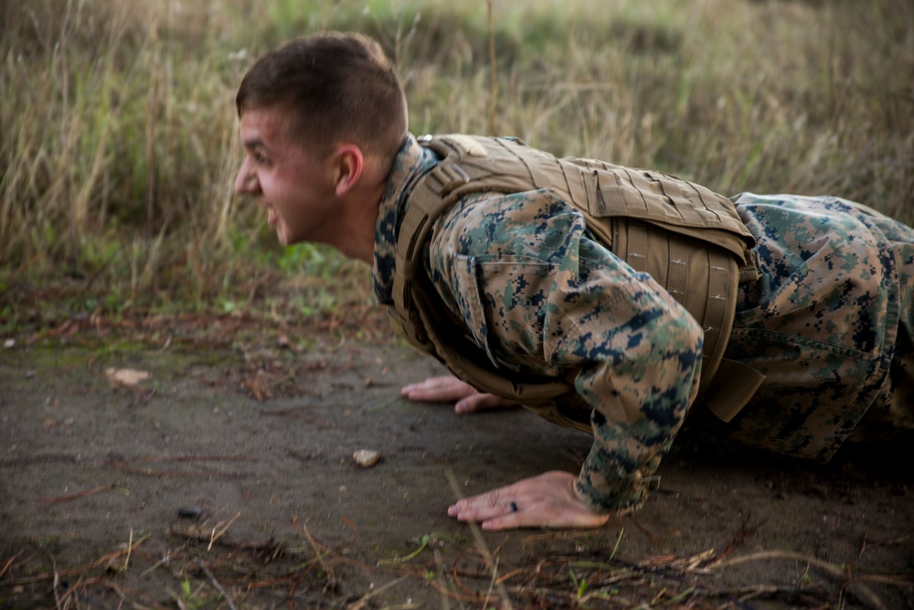 Marines participate in a fire-team competition