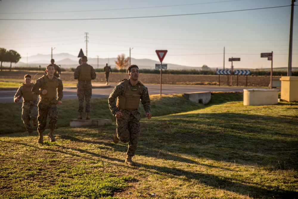 Marines participate in a fire-team competition