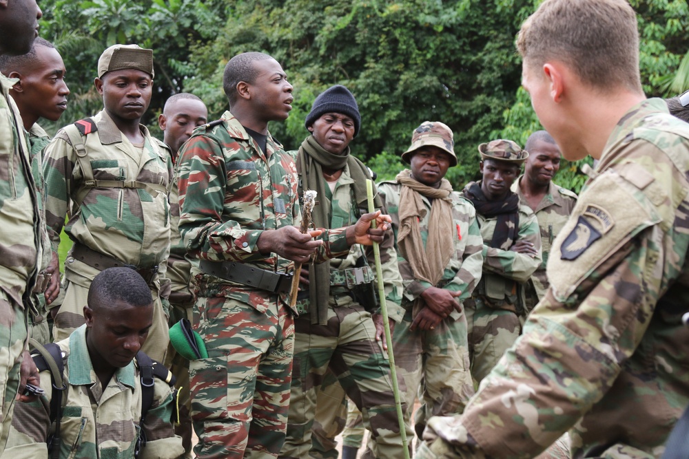 101 Division (Air Assault) Soldiers train alongside Gabonese counterparts during Judicious Activation ’17-2