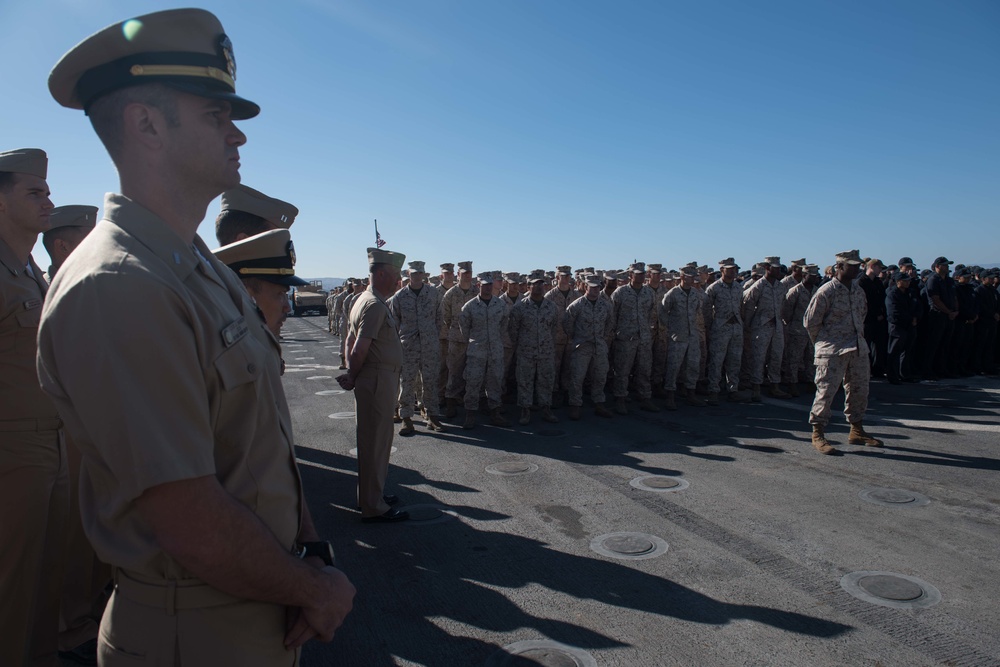 USS Pearl Harbor holds a ceremony for Pearl Harbor Remembrance Day