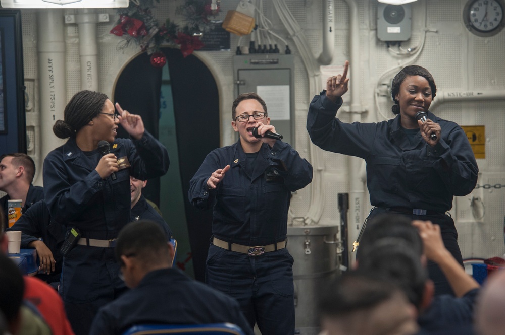 USS AMerica Sailors participate in lip sync battle