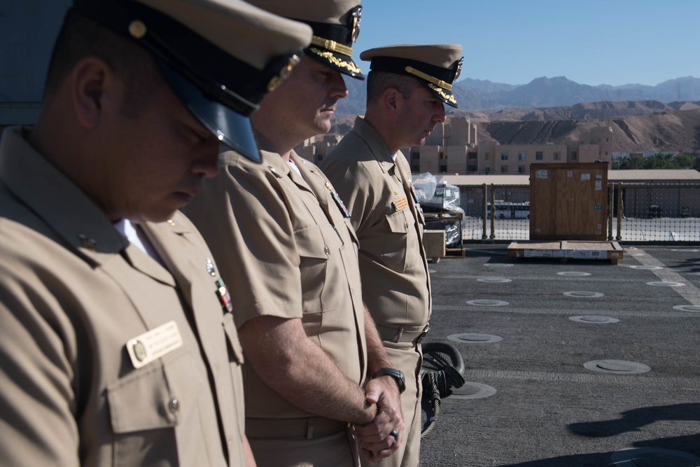 USS Pearl Harbor holds a ceremony for Pearl Harbor Remembrance Day