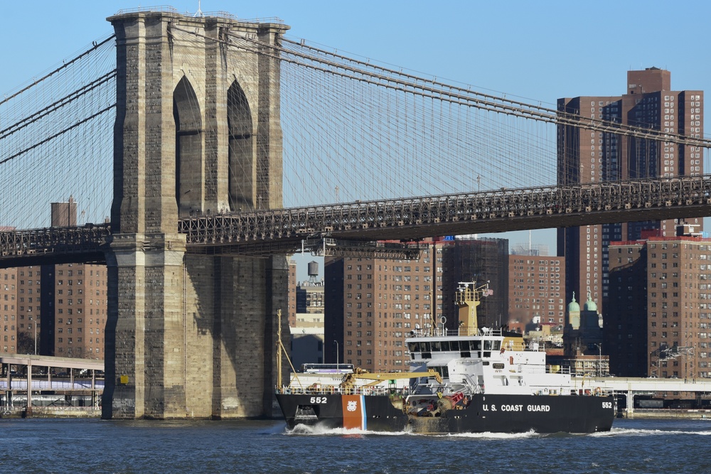 Coast Guard Cutter Katherine Walker Passes Under Brooklyn Bridge